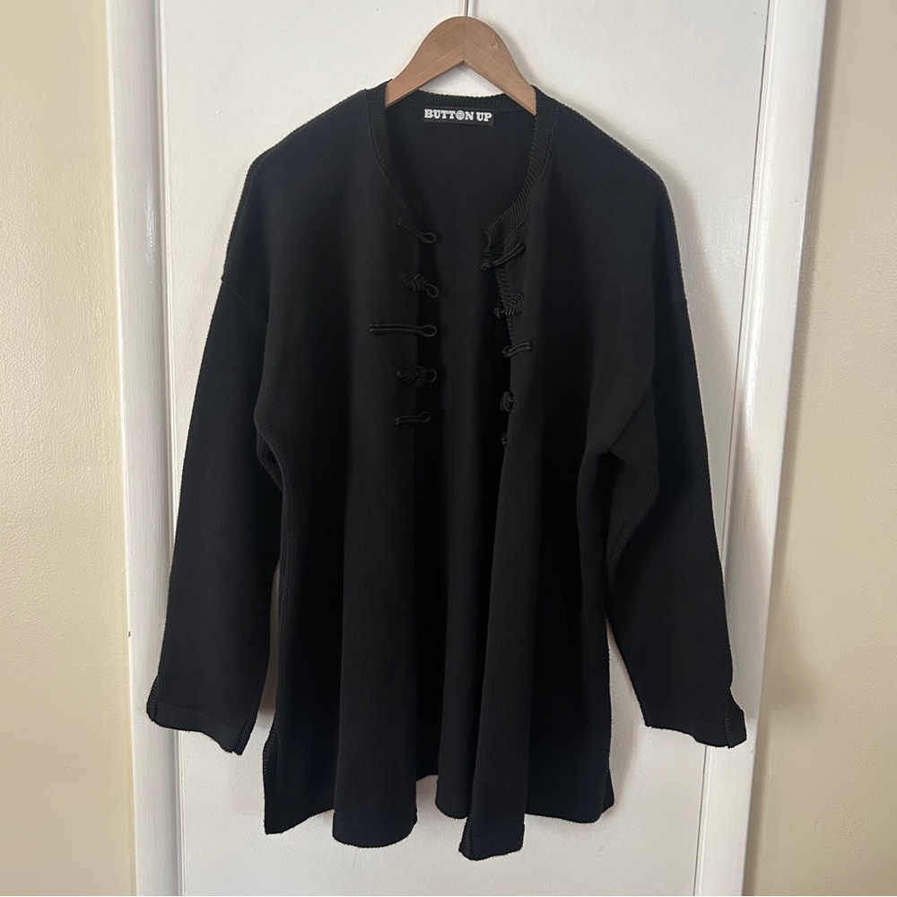 Vintage Black Button Up Frog Button Cardigan